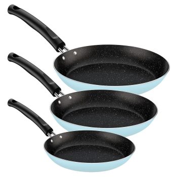 Conjunto de Frigideiras Tramontina com Revestimento Antiaderente Interno Starflon Max Azul Céu – 3 Peças