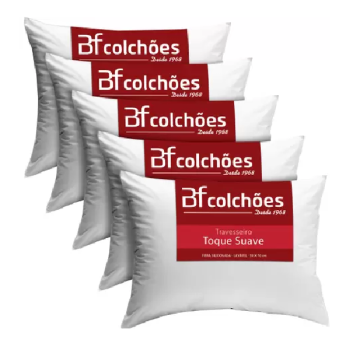 Kit 5 Travesseiros Antialérgico Lavável Macio Fibra 50x70cm – BF Colchões