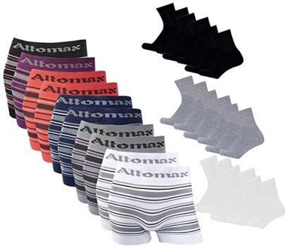 Kit 10 Cuecas Altomax Listradas + 10 Meias Sortidas M15