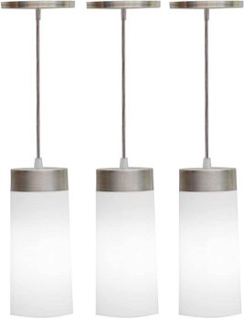 Combo Kit com 3 Pendentes Copo Cilindro Branco Luminária Lustre 24Cm Sala