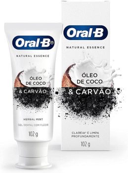 Creme Dental Oral-B Natural Essence com Óleo de Coco e Carvão – 102g