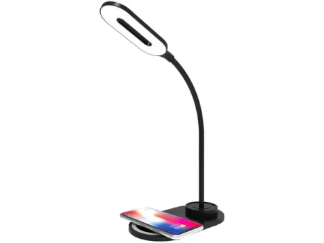 Luminária de Mesa LED Geonav Office LBQIBK – com Carregador