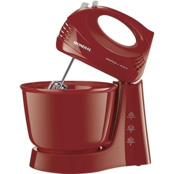 Batedeira Mondial Prática B-44-R 3,6L 3 Velocidades 400w Vermelha – 127v
