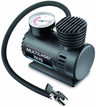Compressor de Ar 12v Vazão 15l + Min 250psi 3 Bicos Adaptadores Multilaser – AU601