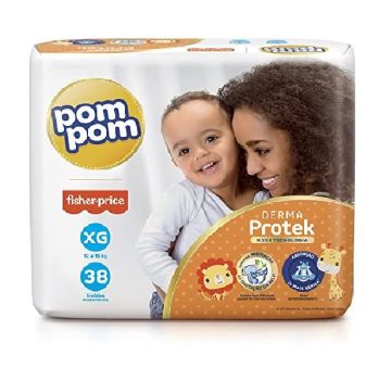 Fralda Pom Pom Derma Protek Mega Xg 38Un, Pom Pom, Laranja, Extra Grande