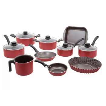 Jogo de Panelas Tramontina Antiaderente – de Alumínio Vermelho 10 Peças Turim 20298/722