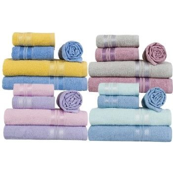 Jogo de Toalhas Banho 5 Peças Azul e Amarelo Candy – Home Basics