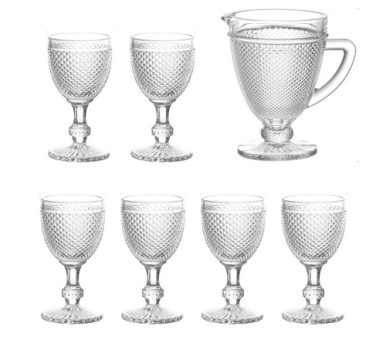 Jogo de Jarra e 6 Taças Bonjour Transparente