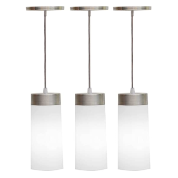 Combo Kit com 3 Pendentes Copo Cilindro Branco Luminária Lustre 24Cm Sala