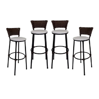 Kit 4 Banquetas Banco Bistrô Alta Cozinha Americana Junco