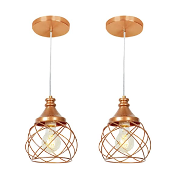 Kit 2 Lustres Pendente Esfera Aramado Cobre 15cm