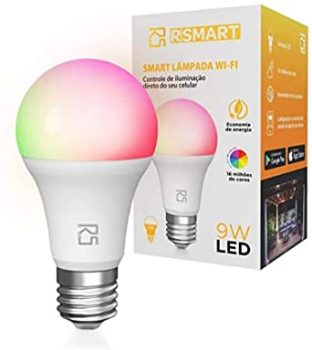 Smart Lâmpada Inteligente RSmart Wi-Fi LED 9W, Bivolt, Branco Frio e Quente e RGBW, Compatível com Alexa