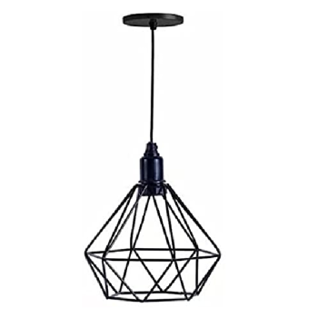 Lustre Pendente Aramado Diamante Pequeno Várias Cores Preto