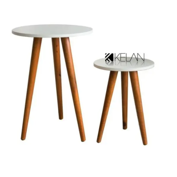 Mesa De Canto Pé Palito 2 Mesas Tripe Redonda Fosca *** – KELAN
