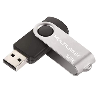 Multilaser – PD589 Pen Drive Twist 2.0 32GB USB Leitura 10MB/s e Gravação 3MB/s Preto