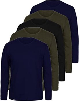 Kit com 5 Camisetas Básicas Manga Longa Masculinas Lisa