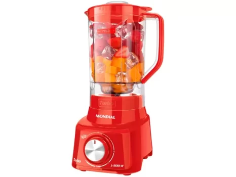 Liquidificador Mondial Turbo L-900 FR Copo – Vermelho Com Filtro 05 Velocidades 900W