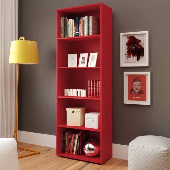 Estante Livreiro com 5 nichos MULTY cor Red, Grande