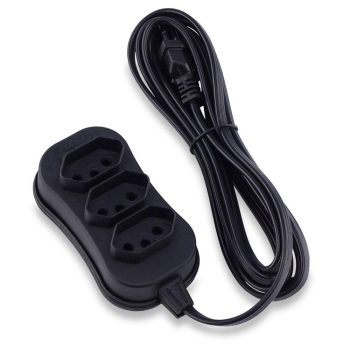 Extensão Tripolar Slim Force Line, 3 Metros, 3 Tomadas, Bivolt, Preto – 0180200253