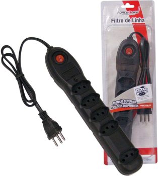 Filtro de Linha com Disjuntor 5T, Force Line, Acessórios para Computador, Preto