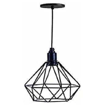 Lustre Pendente Aramado Diamante Pequeno Várias Cores Preto