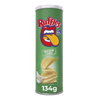 Salgadinho a Base de Batata Sour Cream e Cebola Ruffles Tira Onda Elma Chips Tubo 134g