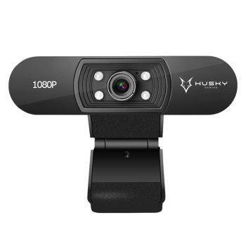 Webcam Husky Gaming Snow, Preto, Full HD 1080p, 30 FPS, Com Iluminação, Foco Ajustável e Microfone Embutido – HGMN000