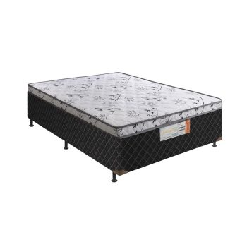 Cama Box Conjugada Ortopédica de Casal Lightspuma Union Plus Espuma D28 52x138x188 cm – Preta/Branca