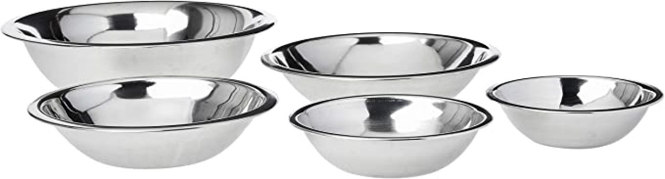 Conjunto com 5 Tigelas Rasas Inox, IN0051, Euro Home