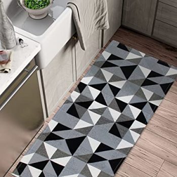 Tapete Passadeira Antiderrapante – Mosaico Preto 1,30 x 0,45