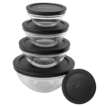 Conjunto de Potes Redondos Euro Home VDR7090-PT em Vidro – 5 Peças