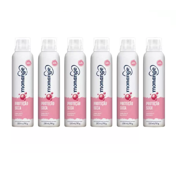 Kit Desodorante Antitranspirante Aerossol Monange – Proteção Seca Feminino 48 Horas 150ml 6 Unidades