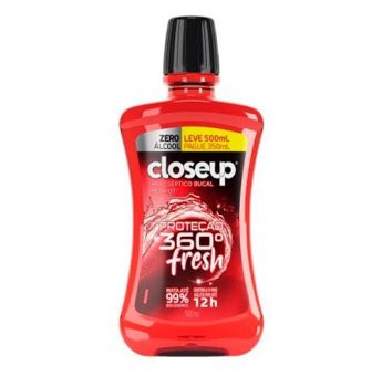 Close Up Enxaguante Bucal Antisséptico Zero Álcool Red Hot Proteção 360° Fresh Frasco Leve 500Ml Pague 350Ml