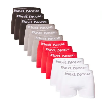Kit Com 12 Cuecas Masculina Boxer Em Poliéster Red Nose