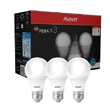 Kit Lâmpada Pera LED, 3 unidades, 7W, Luz branca 6500K, soquete E27, Bivolt, Avant