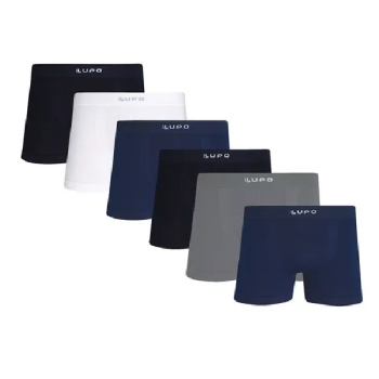 Kit C 6 Cuecas Box Sem Costura Boxer Lupo Microfibra 436