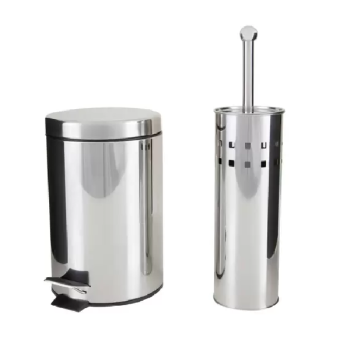 Kit Lixeira Inox para Banheiro com Pedal – 3L 2 Peças Brinox Stardard