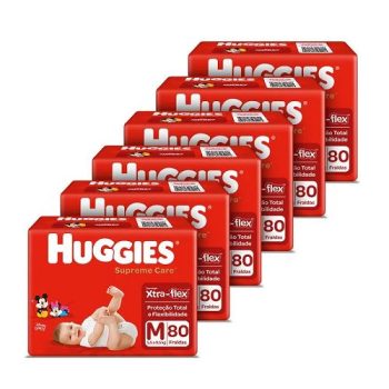 Kit de Fraldas Huggies Hiper Supreme Care M – 480 Unidades