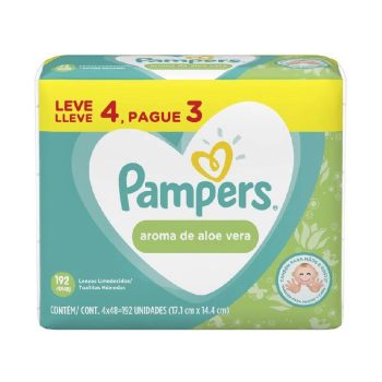 Lenço Umedecido Pampers Aloe Vera com 192 unidades