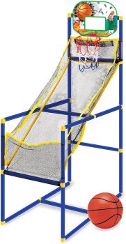 Toyng KIT JOGO BASQUETE INDOOR COM CESTA SEGURA BOLA/ 6PC FESIE, Multicolorido