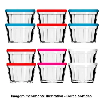 Tigela de Vidro Americano 4210 150ml 12 Peças Cores Sortidas – Nadir