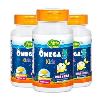 Kit 3 Ômega 3 Kids 500mg Unilife 60 Cápsulas