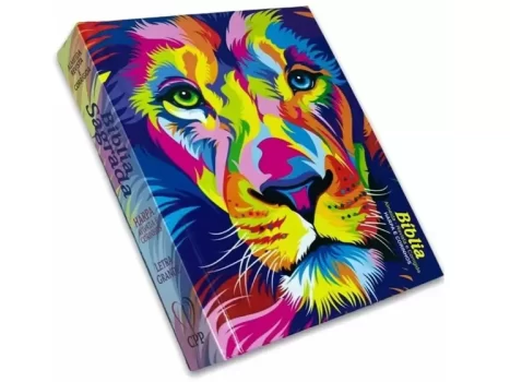 Bíblia Leao Letra Grande Palavras De Jesus Vermelho Harpa