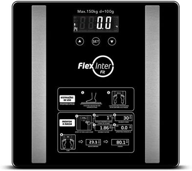 Flex Inter Balança Digital Corporal Com Bioimpedância Simple Preta – FlexInter