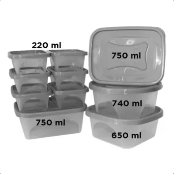 Conjunto Kit De 10 Potes Com Tampa Para Marmita E Alimentos – Jaguar Utilidades