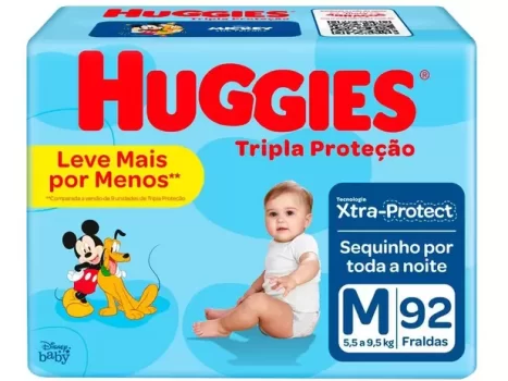 Fralda Huggies Tripla Proteção – Tam. M 5,5 a 9,5kg 92 Unidades