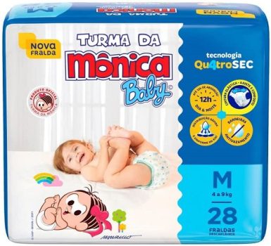 Fralda Turma da Monica Baby Jumbo 28 Unidades, Turma da Mônica Baby, Azul, Médio