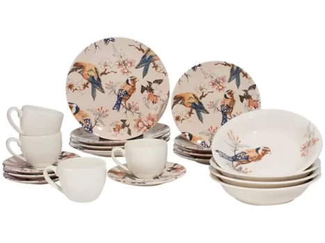 Aparelho de Jantar Chá 20 Peças Haus Cerâmica – Redondo Soho Pássaros
