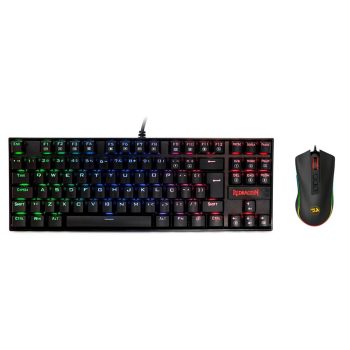 Kit Gamer Redragon – Teclado Mecânico Kumara, RGB, Switch Outemu Blue, PT + Mouse Cobra M711, Chroma, 10000DPI