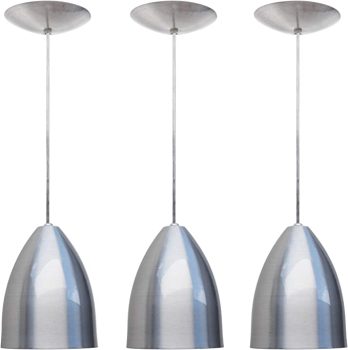 Combo Kit com 3 Pendentes Soft Cone Escovado Luminária Alumínio Lustre 18Cm Sala